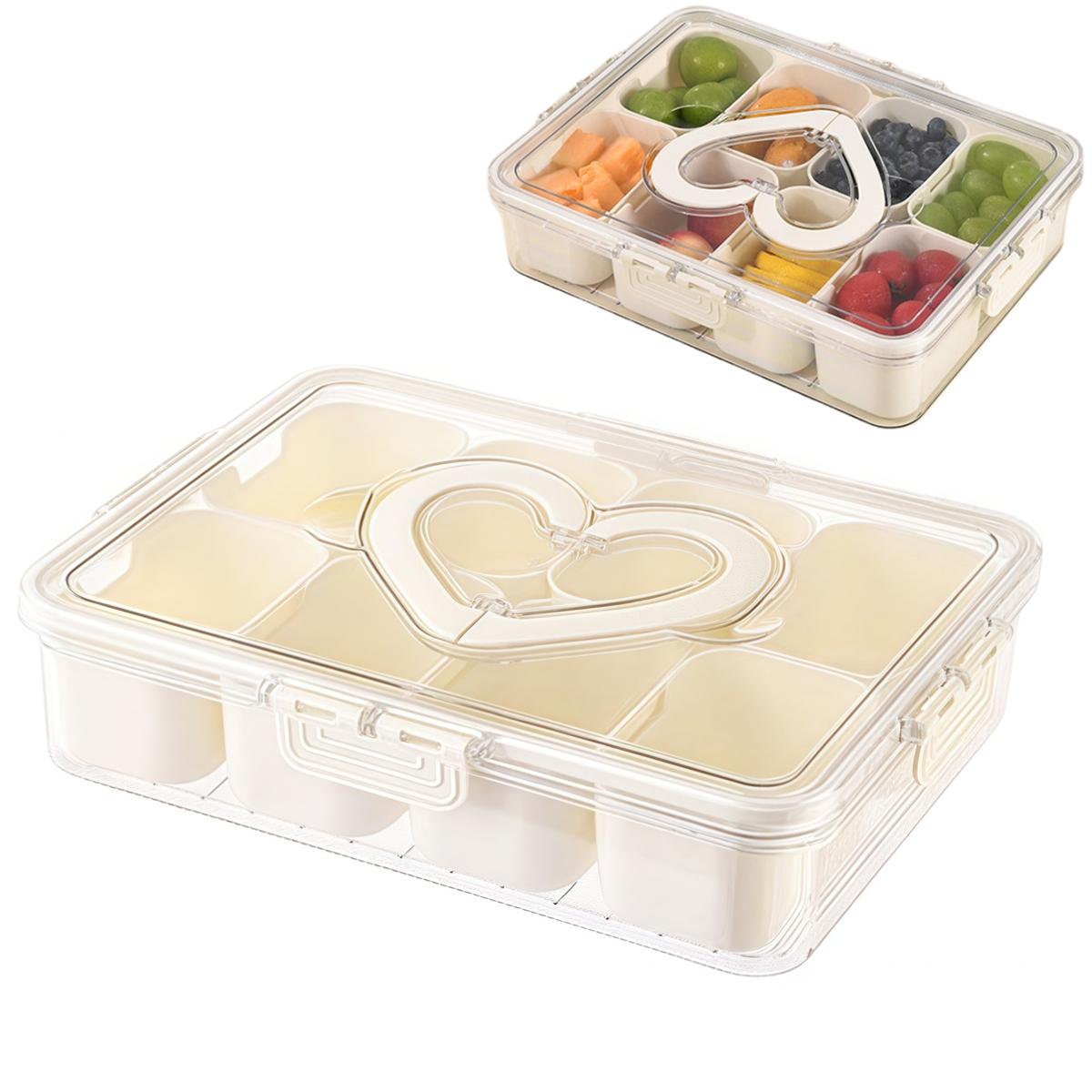 

Clear Lid Snack Box Divided Serving Tray Office Snacks 8-compartment Design Comfort Transport Detachable Design 2 Compartment