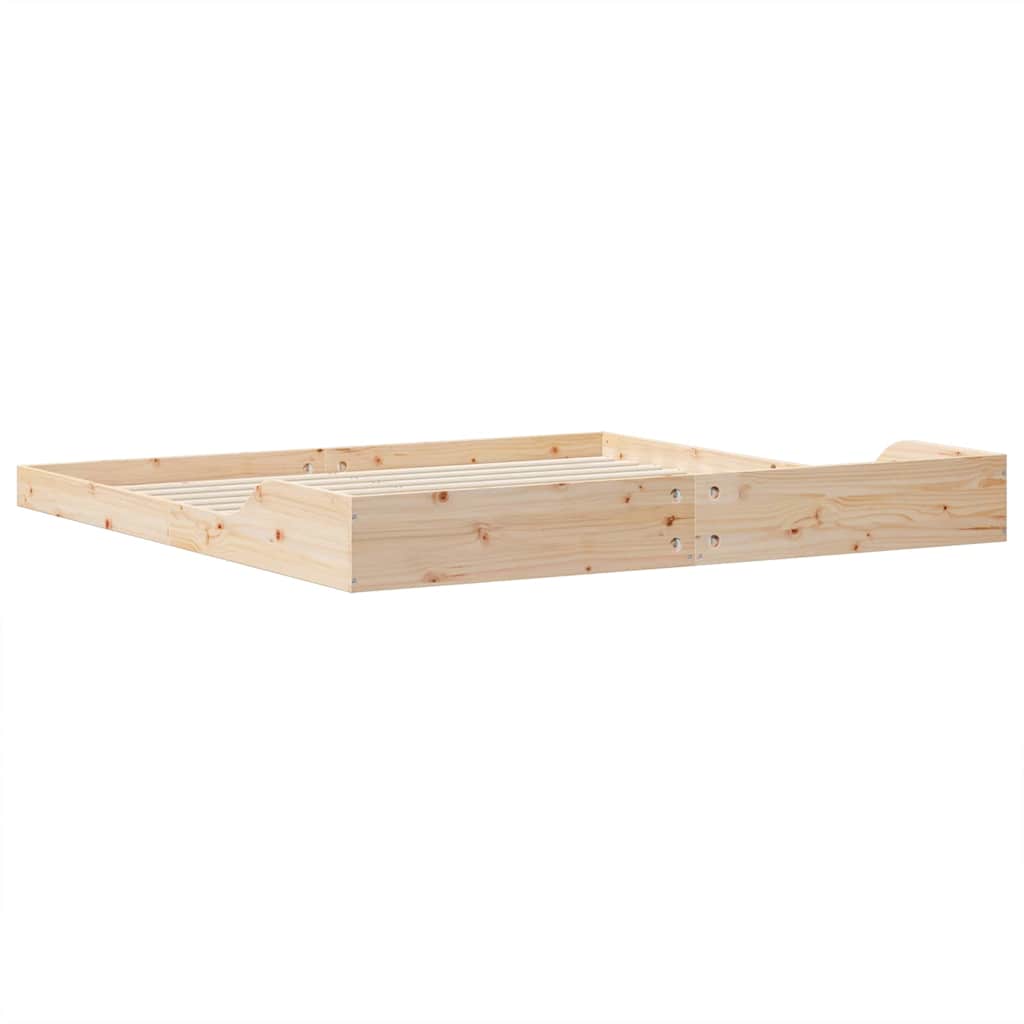 Brown Bed Frame 180 x 210 cm Solid Pine Wood