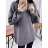 Lazy wind thickened loose cuffs button-knitted pullover sweater for women's autumn and winter medium and long inner top for women