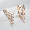 Kienl Full Shiny Natural Zircon Drop Earring For Women  Rose Gold Color Unique Crystal Wing Daily Vintage Jewelry Best Gift