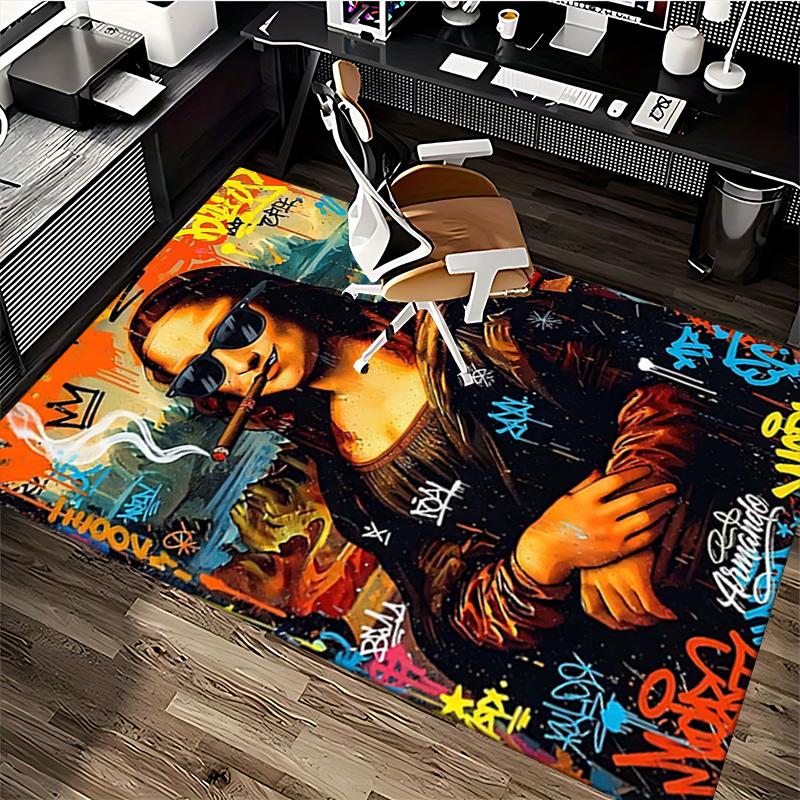 1pc Armando Mona Lisa Graffiti Art Office Chair Mat - Festival Gift, Non-Slip Carpet for Home Decor, Suitable for All Seasons.P001