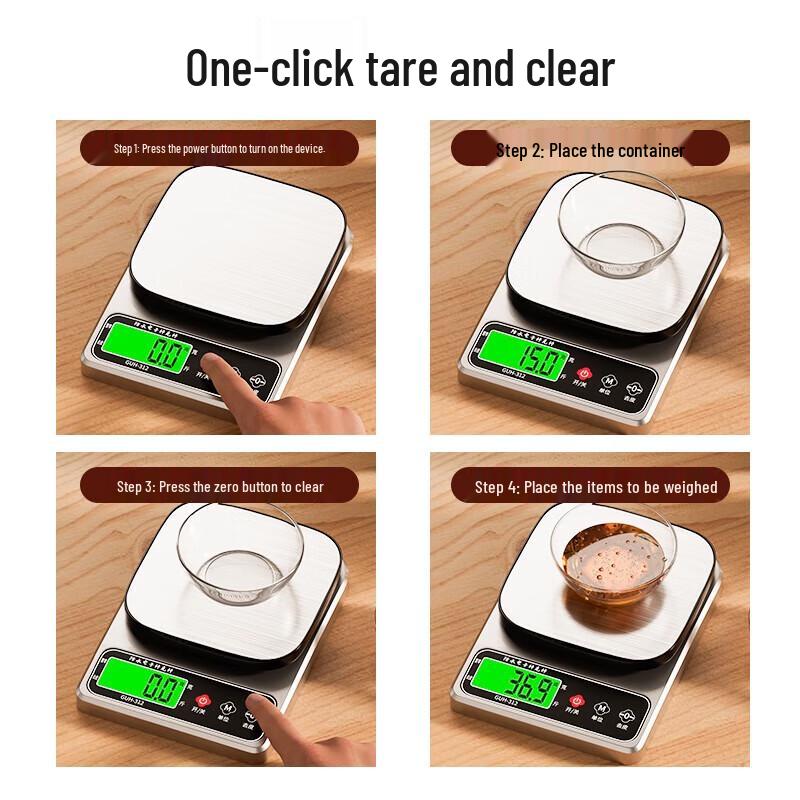 High-Precision Waterproof Digital Kitchen Scale CN plug (adapter included)