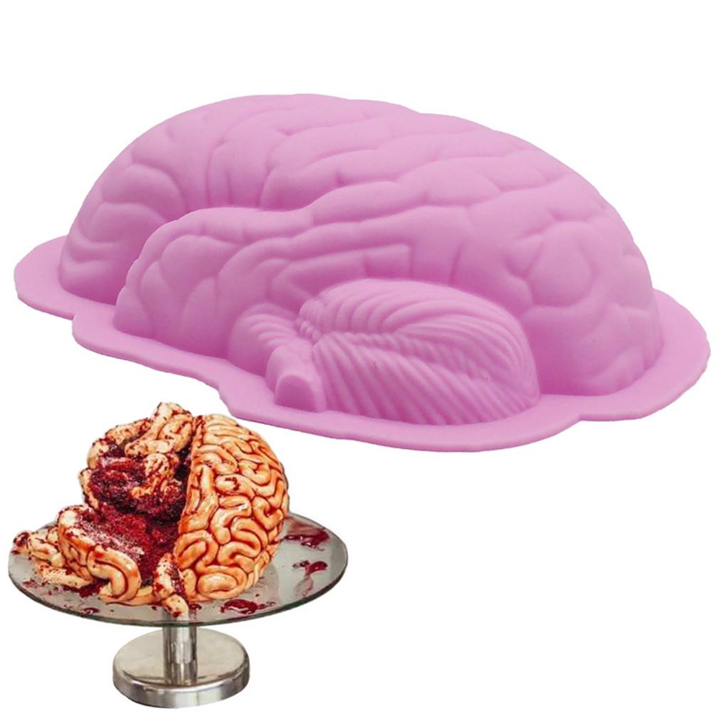 Human Brain Shape Pan Baking Silicone Halloween Cake Mold Pudding Jello Dessert Bread Mold