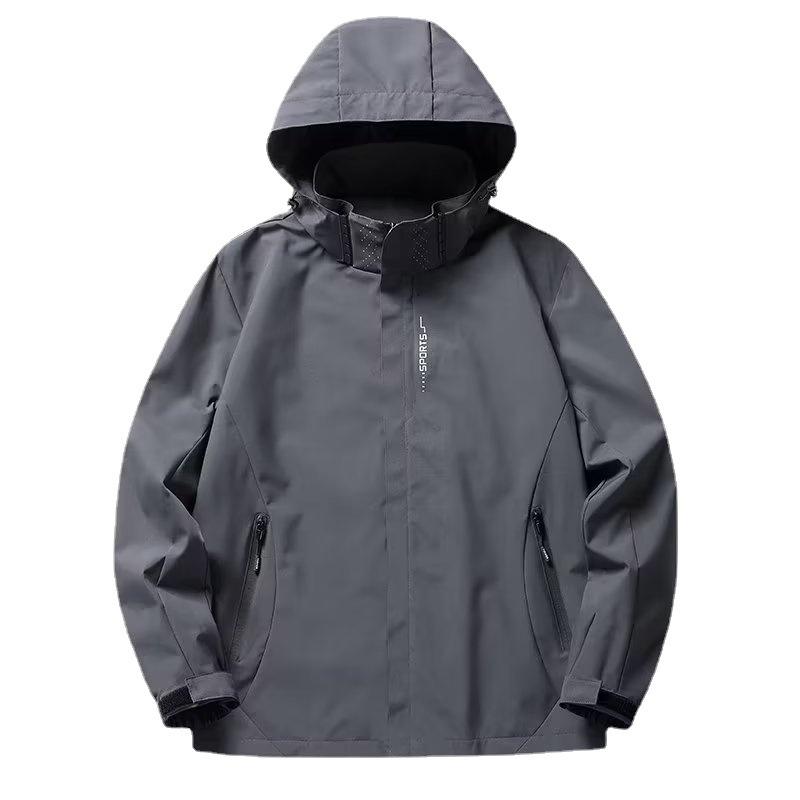 Men's Large Hooded Outdoor Mountain Jacket - Spring/Autumn Zipper Style