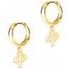 Gold Earrings with Letters Letters Initials Letter P Silver 925