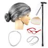 Vintage Grandma Disguise Set: Pearl Necklace, Reading Glasses, and Cane for Stage Play/Cosplay