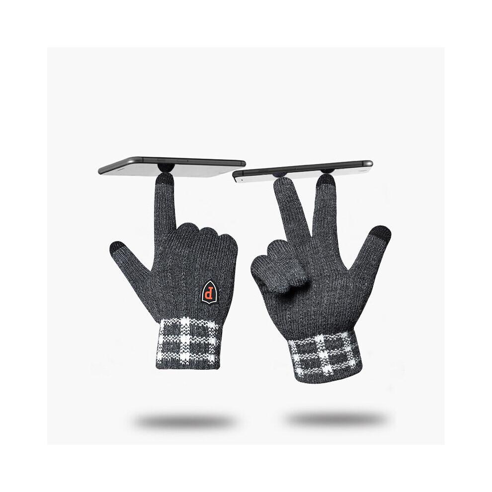 Gants d'hiver pour hommes Écran tactile Gants tricotés Conduite extérieure Mitaines tactiles Plaid vintage Unisexes Gant chaud Polaire Épais