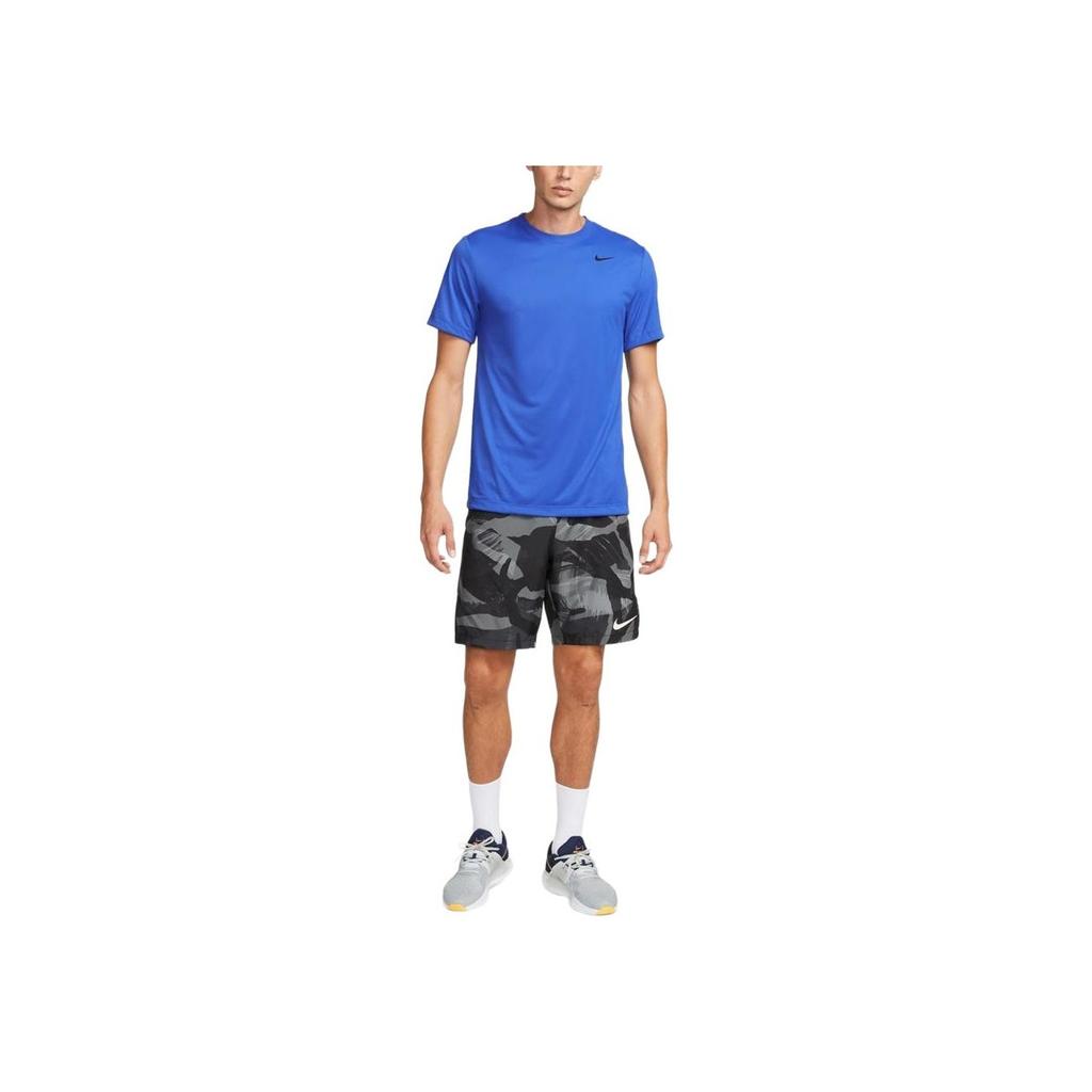 Nike Solid Logo Print Crew Neck Short Sleeve T-Shirt Men Tops Blue DX0990-480