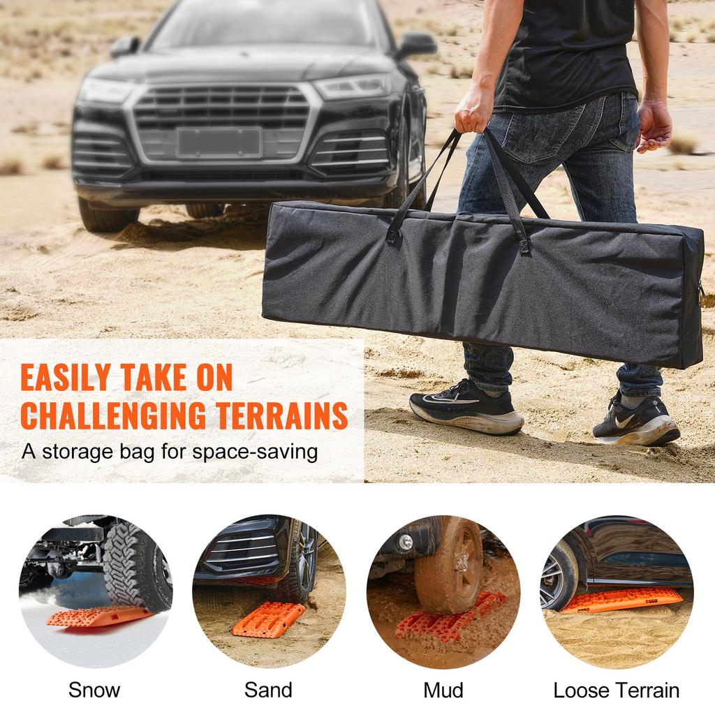 VEVOR 10 TON Traction Boards with PP Material, Recovery Boards for Off-road Vehicles/Cars/Pickups/SUVs/RVs, Pair Tire Traction Mats On Snow, Sand