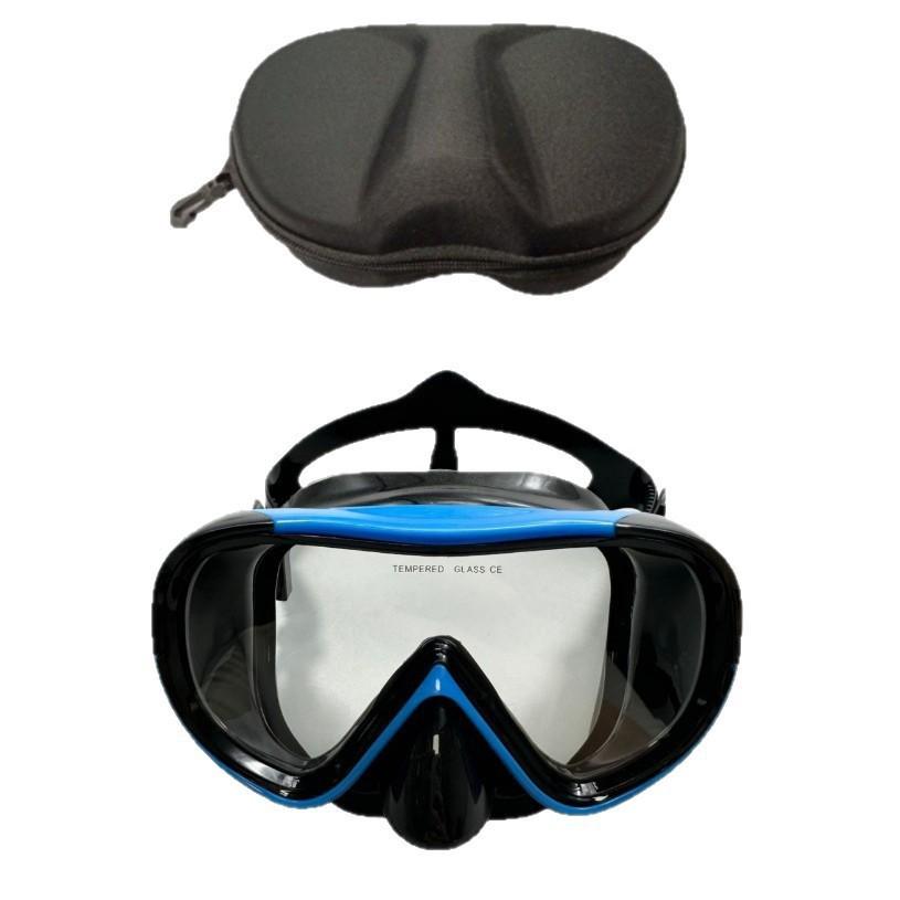 High-Definition Anti-Choke Diving Goggles with Integrated Nose Protector for Nearsighted Men and Women, Includes EVA Case