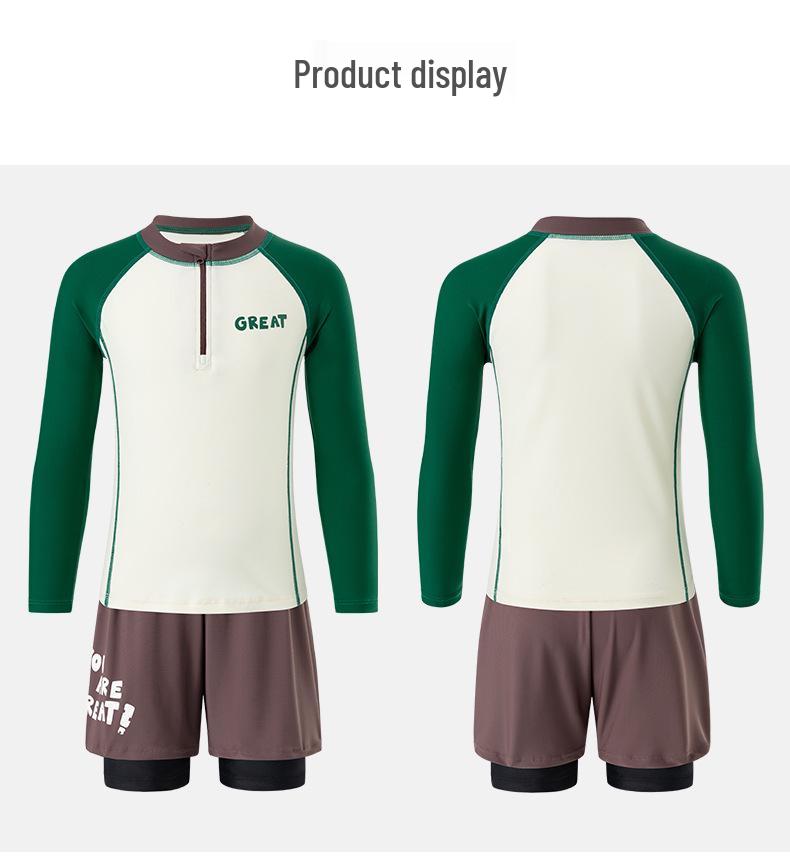 Children's Long-Sleeve Sun Protection One-Piece Swimsuit - Trendy Summer Vacation Outfit for Big Kids & Teens