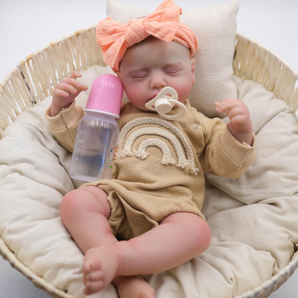 Bereits fertig bemalte Reborn-Babypuppen LouLou Neugeborene Schlafpuppe Weiches handgezeichnetes Haar 3D-Hautton Sichtbare Adern