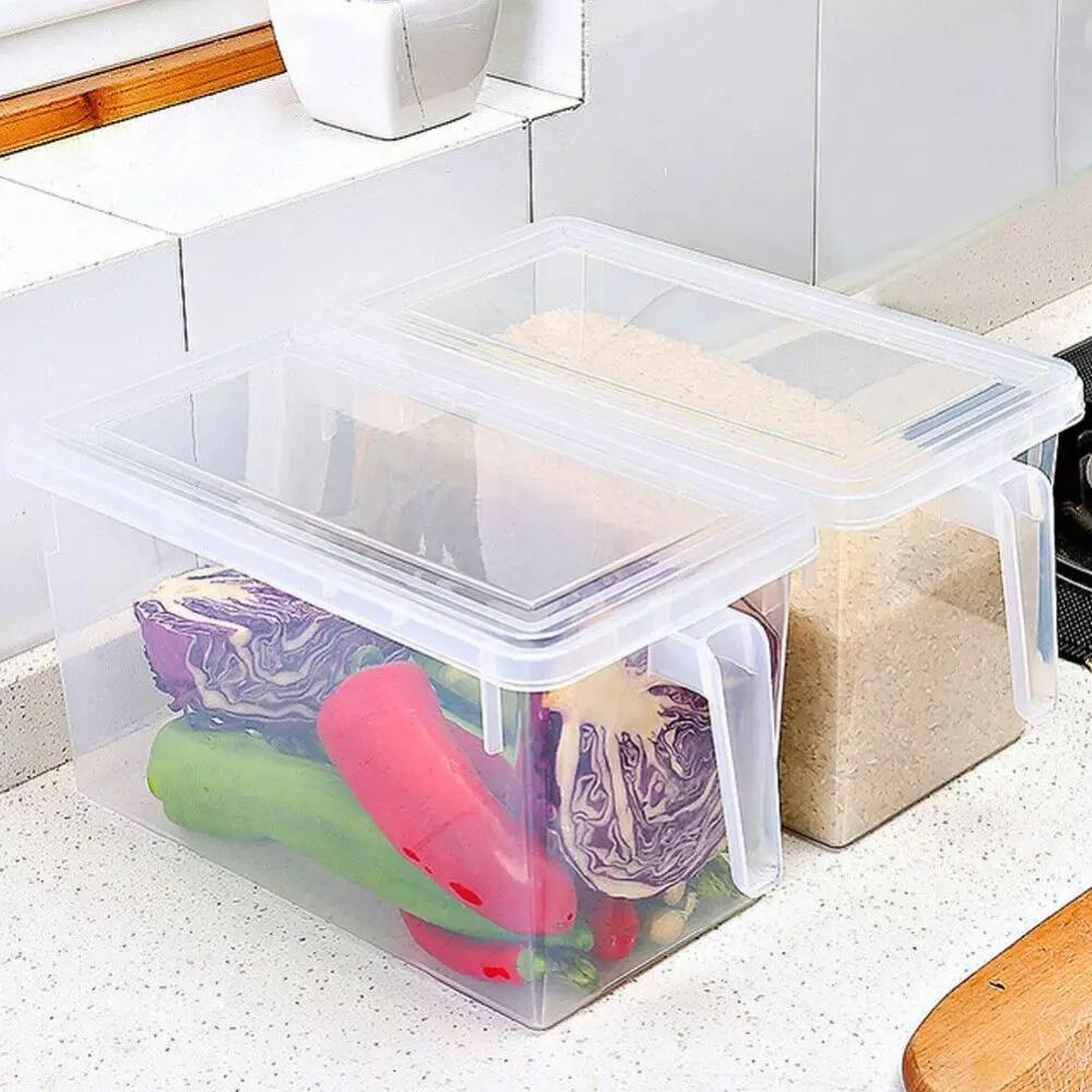 Durable Plastic Kitchen Fridge Rack Holder Clear 5L Cupboard Drawer Organizer Storage Bin Fridge Organizer