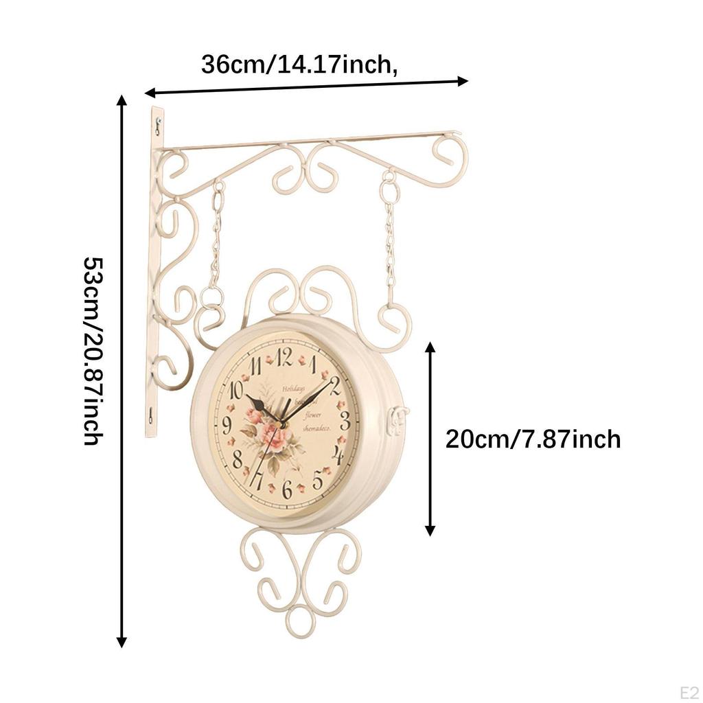 Antique Design Round Double-sided Wall Clock, Station Clock for Kitchen, Garden And Patio.