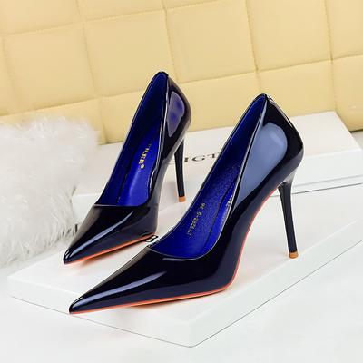 Women's Fashion Minimalist Slimming High Heel Shoes Lacquer Leather Shallow Mouth Pointed Single Shoes Women's Shoes High Heel Single Shoes