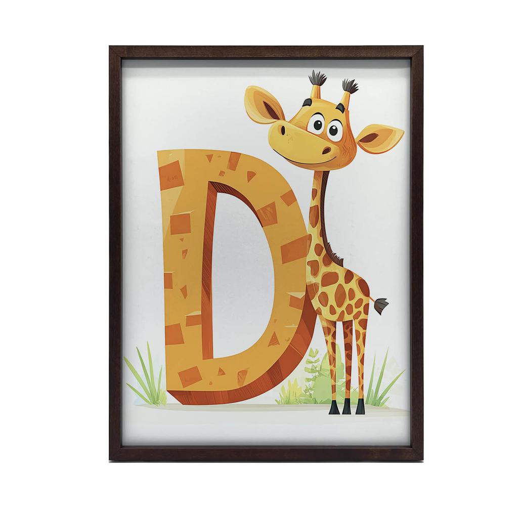 Plakat Żyrafa Z Literą D Plakat Żyrafa Z Literą D, 50X70 Cm, Bez Ramy, Płótno Premium Na Blejtramie