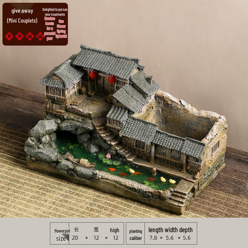 New Zen Bonsai Ornaments for Living Room or Office - Porcelain Micro-Landscape Decor for Bookcase and Desktop.