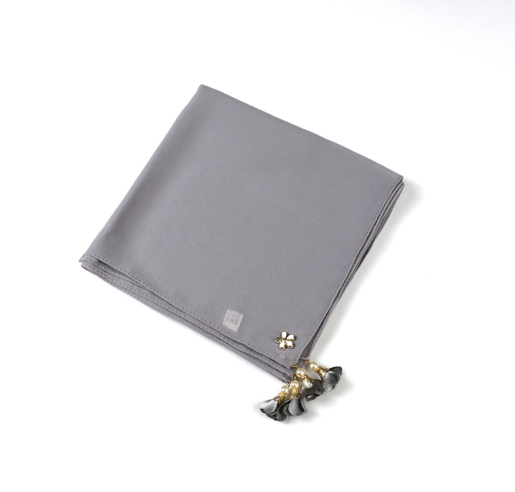 Pure Color Pearl Chiffon Square Scarf For Women Ins Style