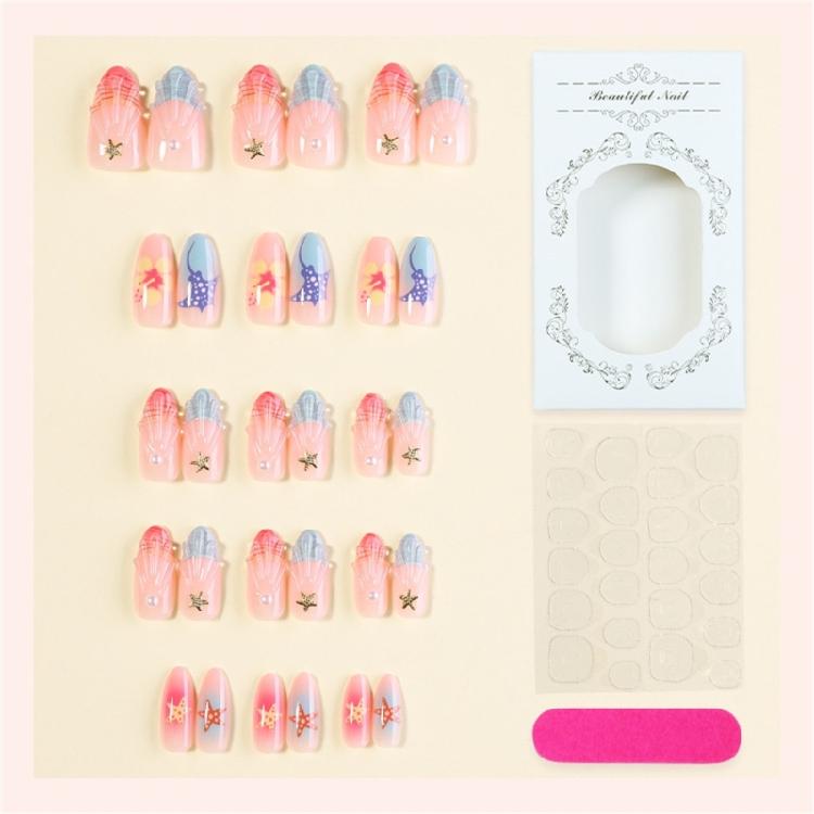 30Pieces Fashionable Acrylic Nail With Handmade Floral Art And Waterproof Coating For Daily Wear Or Parties