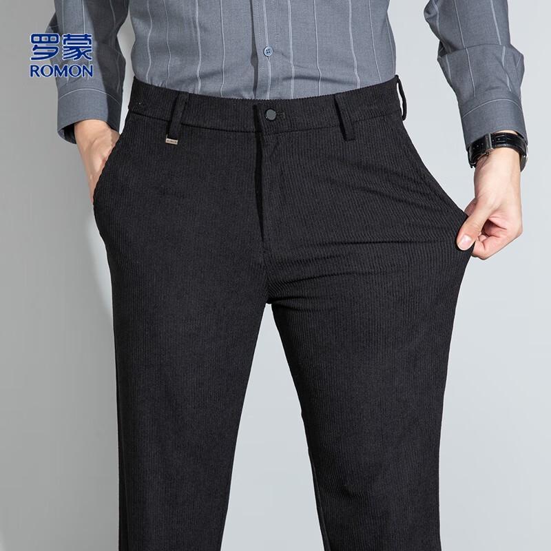 Luomeng Men's Corduroy Casual Straight-Leg Trousers