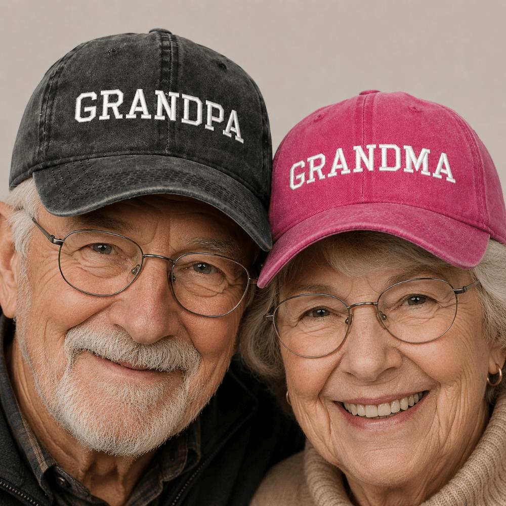 Fashion Washed Cotton GRANDPA GRANDMA Caps Vintage Breathable Grandparents Baseball Hats Adjustable Dad Hat Gifts