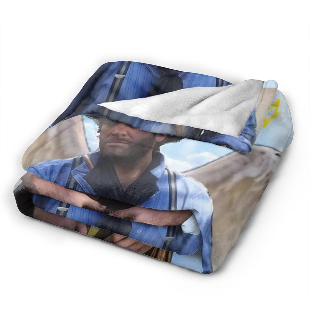 Arthur Morgan Red Dead Redemption Flannel Blanket Warm Throw Blanket for Bedroom Picnic Pattern Bedspread Sofa Bed Cover