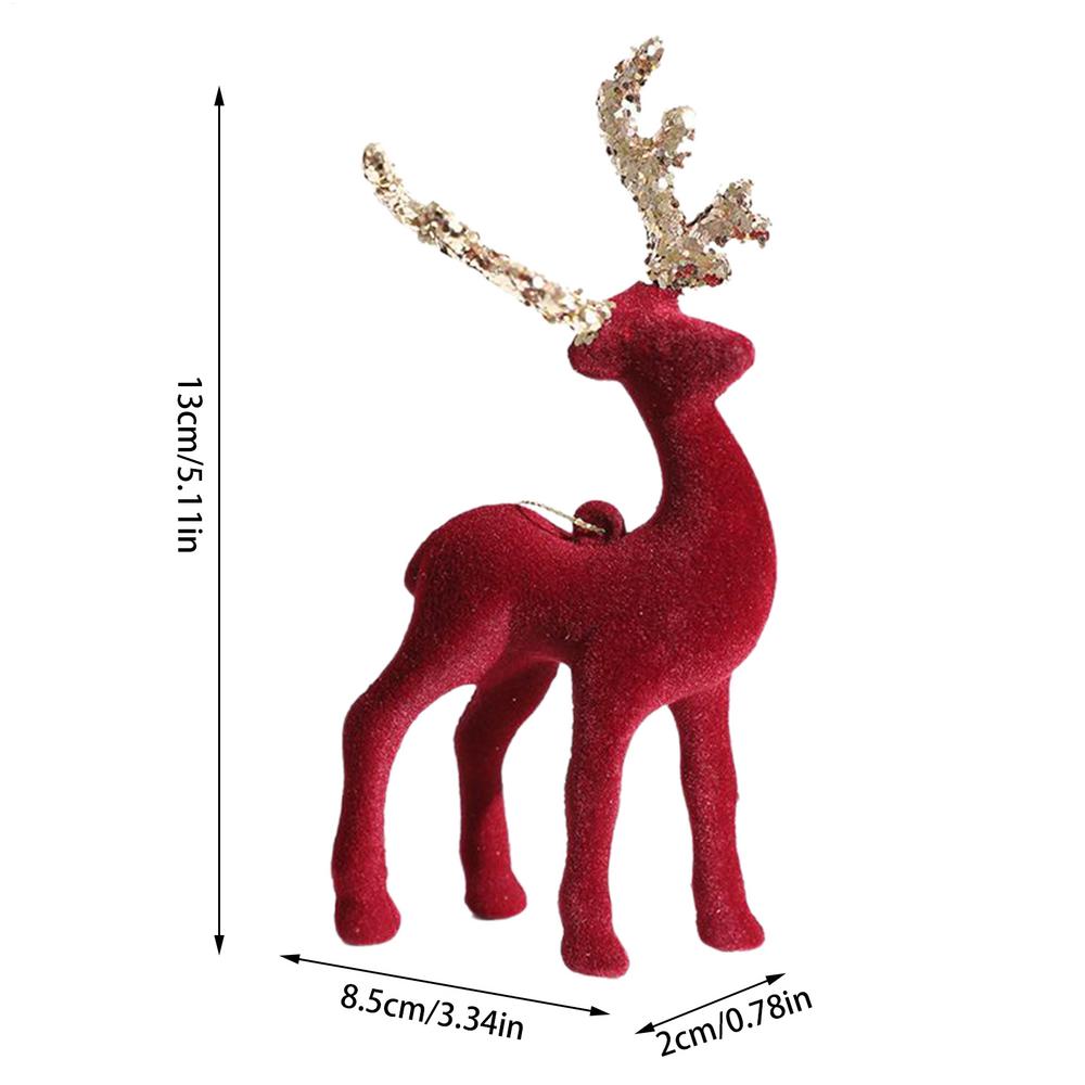 

Christmas Reindeer Flocking House Deer Ornaments Christmas Centerpiece Reindeer For Desk Shelf Mantel Kitchen Tree Tabletop красный