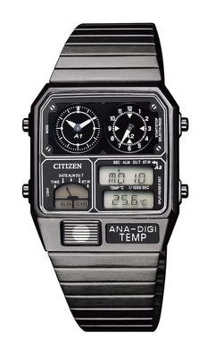 CITIZEN Record Label ANA-DIGI TEMP JG2105-93E Black Reissue Watch