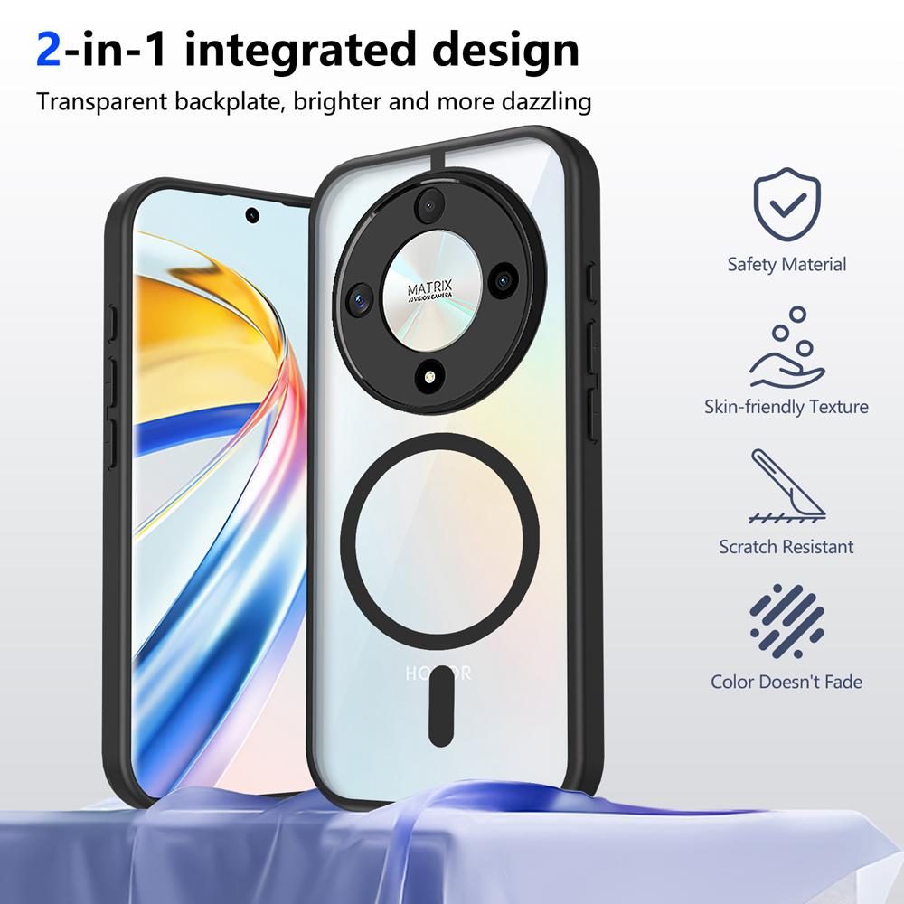 KEYSION Przezroczyste magnetyczne etui na telefon do HONOR X9d 5G Silikon+PC HD Przezroczysty odporny na wstrząsy tylny pokrowiec do Huawei Magic 8 Lite 5G