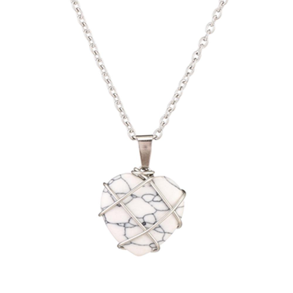 Crystal Heart Necklace with Natural Colored Gemstone Pendant - DIY Wire-Wrapped Heart Shape