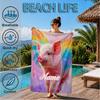 Custom Name Pig Bubbles Beach Towel Microfiber Beach Towel, Lightweight and Quick-Dry, for Summer Travel, Swimming Pool Gift