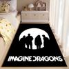 Rock Band Area Rug, Imagine Dragons Band Silhouette Full Moon Minimal White Black Print, Rock Music Decor, Non-Slip Mat