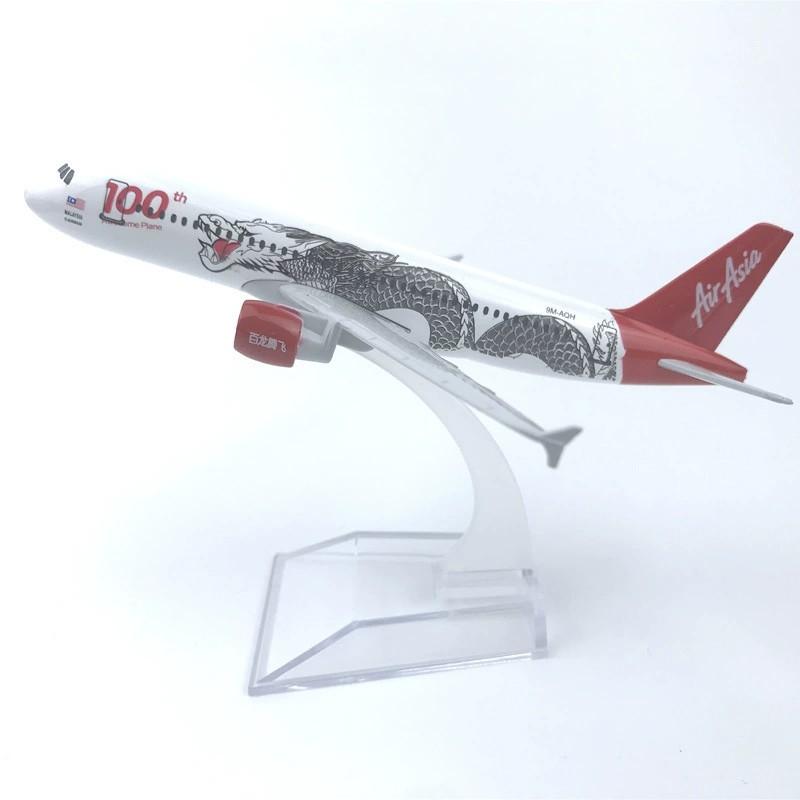 Alloy Airplane A320 16cm Air Asia White Dragon Airways Aircraft 1/400 Scale Plane Model Gift For Collection Home Decoration