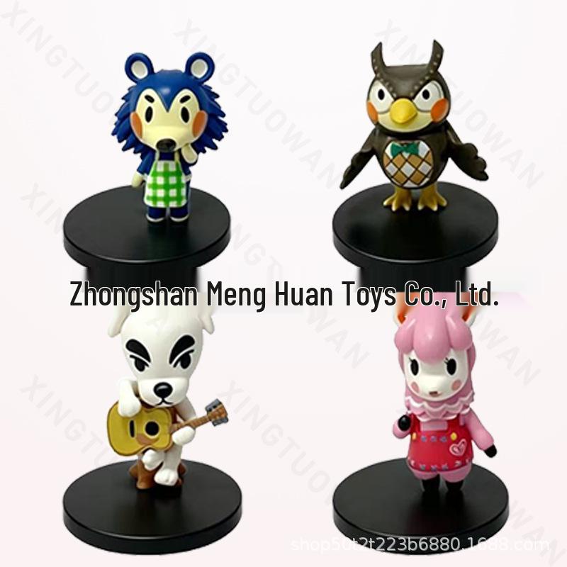 16 Cartoon Forest Animal Figures: Yellow Puppy, Blue Hedgehog, Guitar White Dog, and More Ornaments