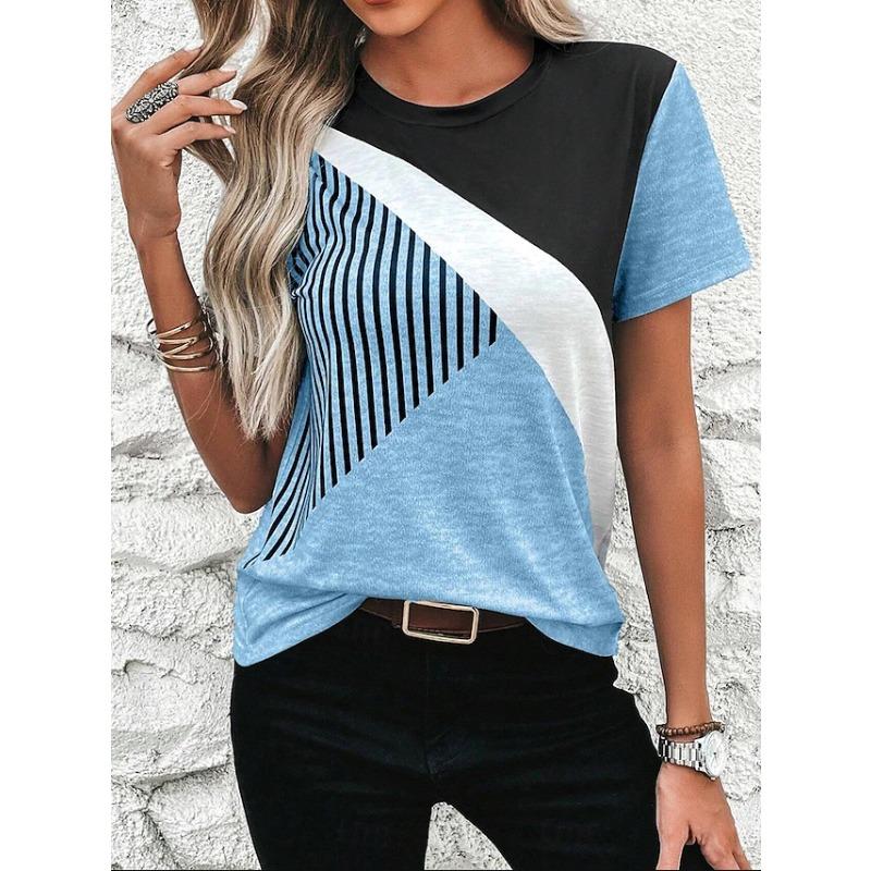 

JPNTKY Women s Fashion Casual Short Sleeve O-Neck Blouses & Shirts XXXXXL синій