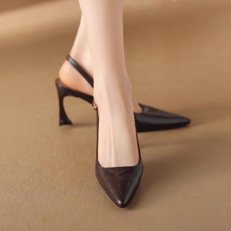 Fashion 2025 New Women's and  Single Shoes with Heels Expose Your Heels Pointed Tip High Heels Women   Black Red Shoes Women