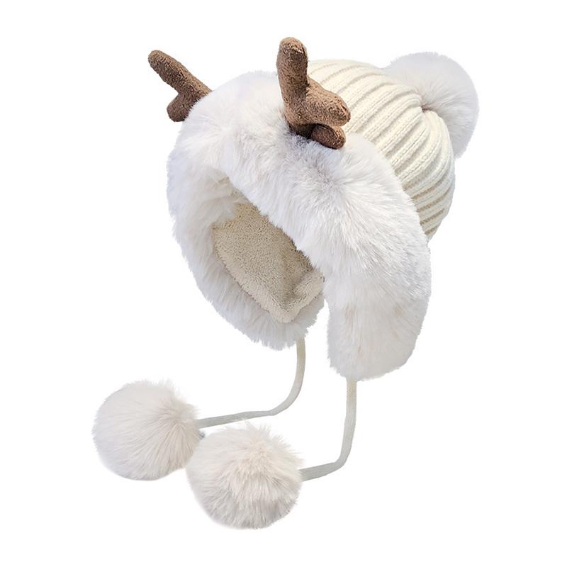 1PC Christmas Outfit Christmas Accessories Ear Flap Hat Gift Faux Fur Hat Fashion Plush Hat Warmth 55-60cm