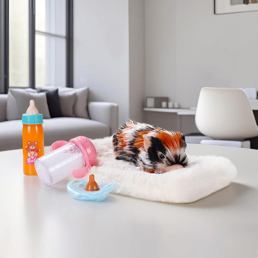 Cute Pet Three Flower Pig Toy Soft Lifelike Piggy Kids Play House Toy With Bottle+Pacifier Accessories Reborn Doll Birthday Gift