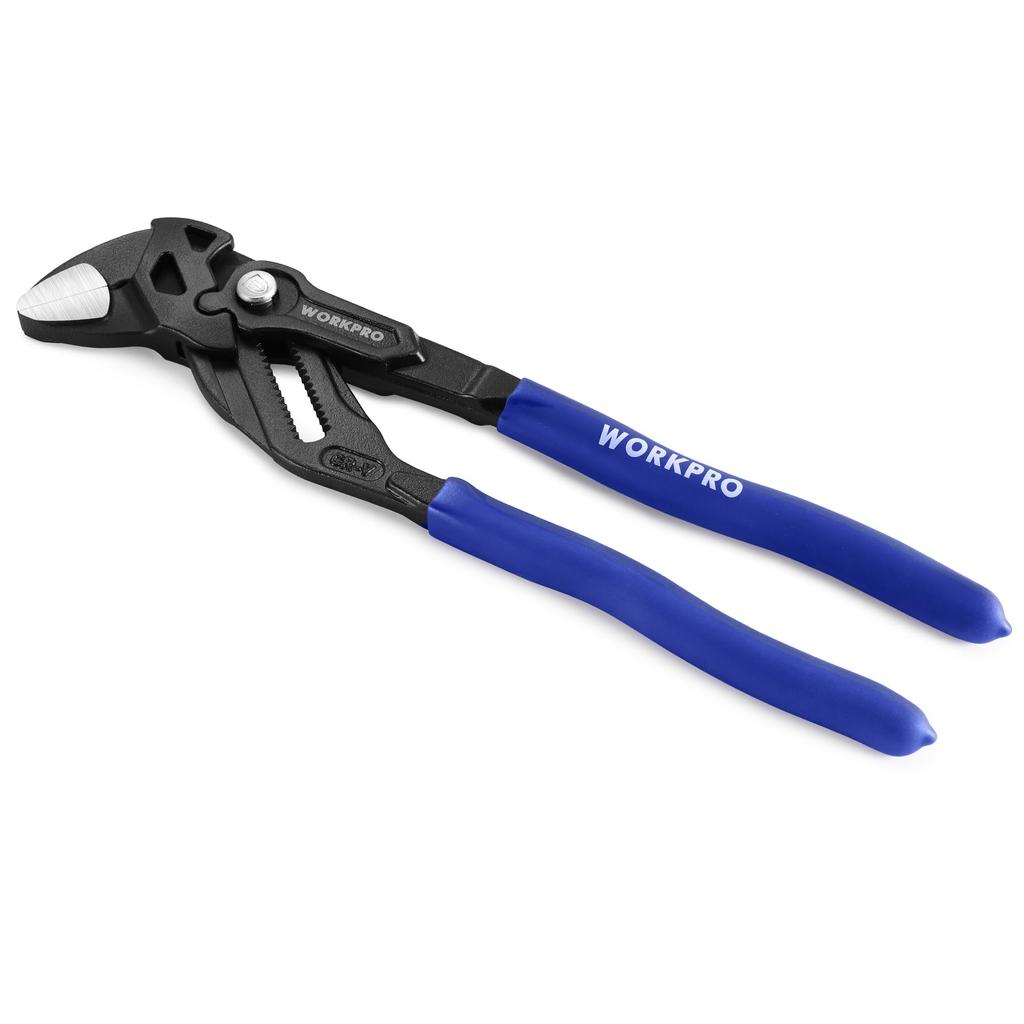 WORKPRO Adjustable Pliers Adjustable Compatible with Construction Wrench Maximum Opening Black Locking Mechanism Wrench, Length, Approx. 255mm, CR-V