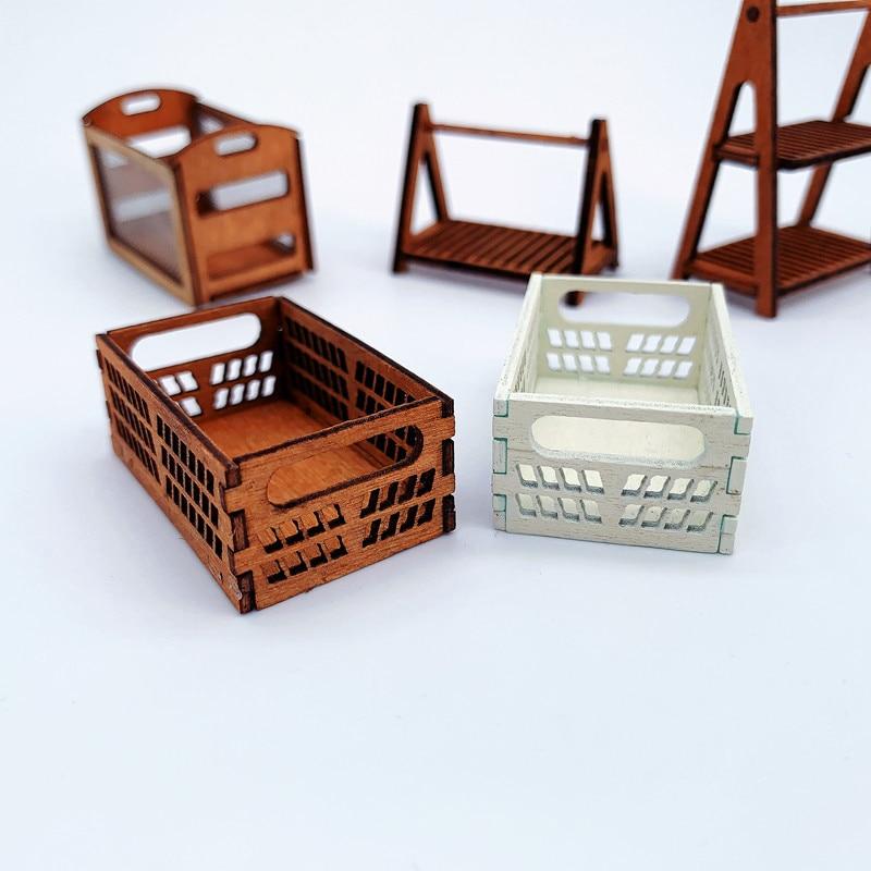 1:12 Dollhouse Miniature Wooden Fruit Bread Basket Storage Basket Model Picnic Basket Dollhouse Accessories Kid Gift
