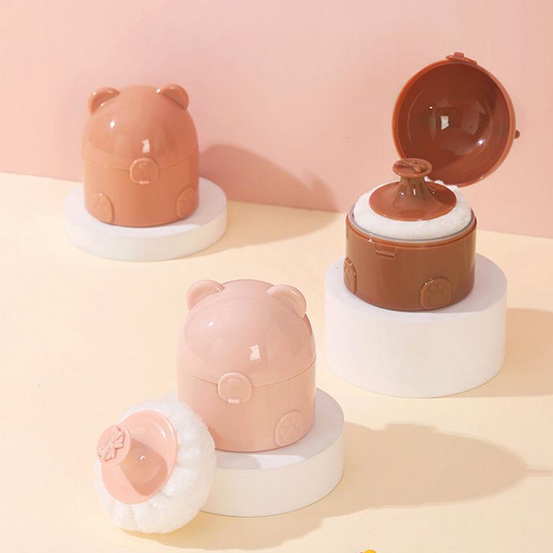 Bear Shape Empty Box Baby Powder Sub-Bottling Storage Box Empty Container Multifunctional Empty Powder Puff Boxes For Child