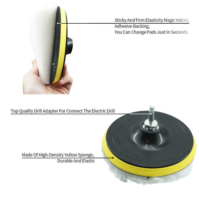 6PCS 3/4/5/6/7 inch Polishing Kit Polishing Pad Car Waxing Sponge Disk Wool Wheel Auto Paint Care Polisher Pads Car Gadget