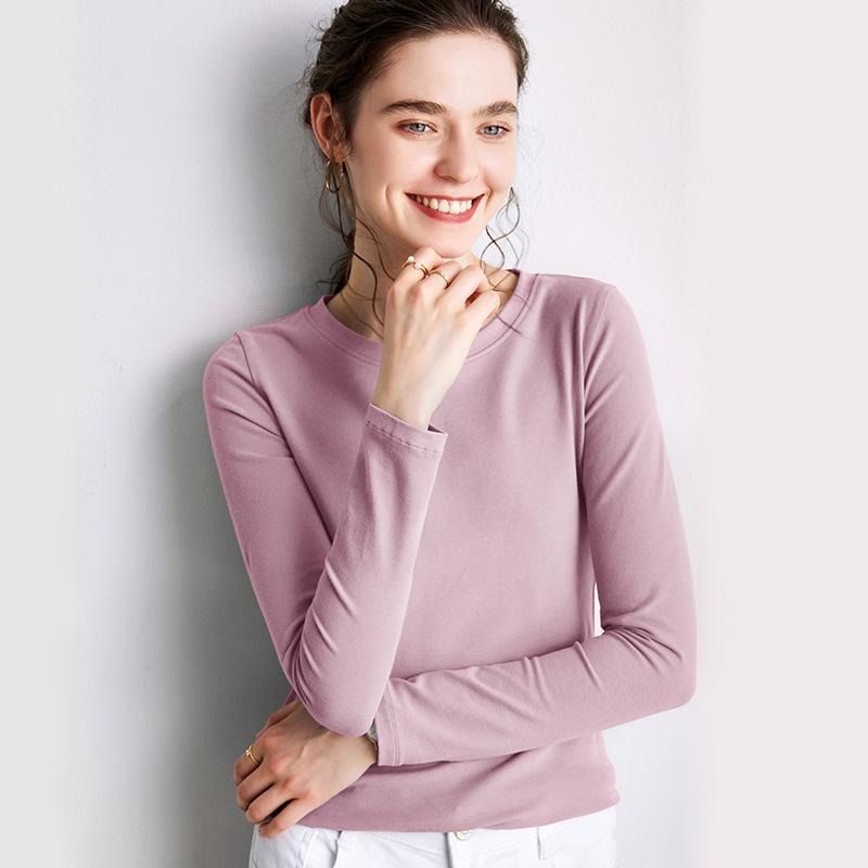 Women's long-sleeved t-shirt women's new autumn bottoming shirt round neck t-shirt loose solid color simple top