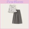 Flower Pattern Sleeveless Top And Palazzo Pants Children Summer Two Piece Set For Kids Age 8 Plus