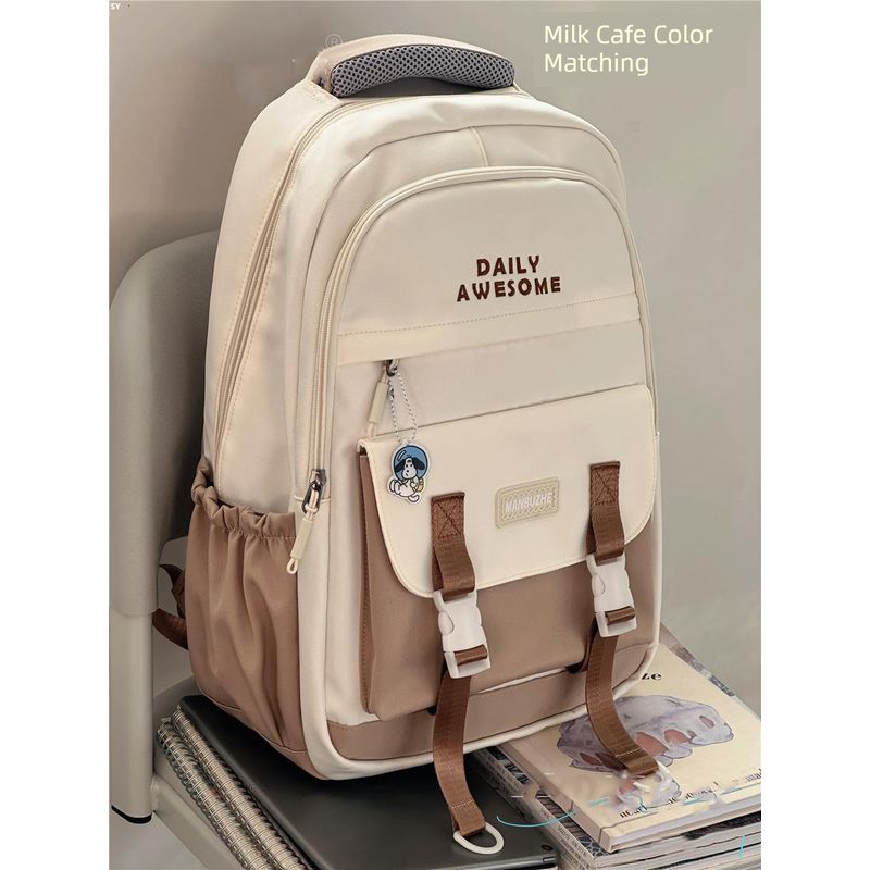 

Рюкзак для девочки-подростка в японском стиле, многослойный, для старшеклассницы, студентки колледжа, минималистичный, большой вместимости, для кампуса, рюкзак для компьютера White