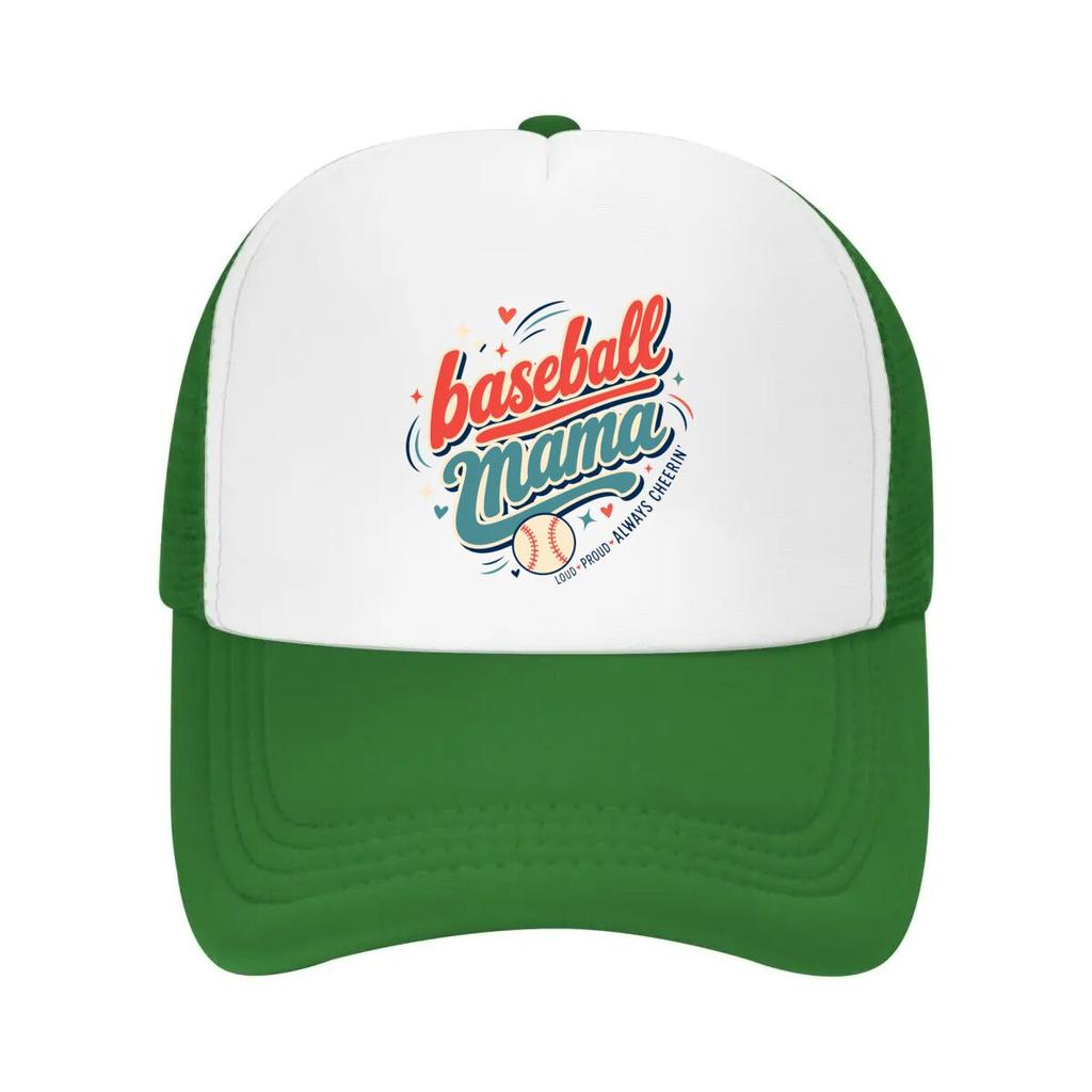 Retro Baseball Mama Script Emblem Mesh Baseball Cap Casual Hat Outdoor  For Womens Unisex FeUnisex