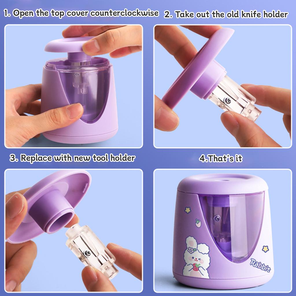 Electric Kawaii Automatic Pencil Sharpener Cartoon Pattern Sticker Children Primary School School Office Stationery Supplies