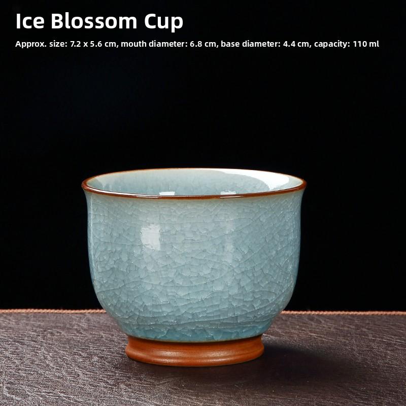 Premium Ceramic Gongfu Tea Cup Yu Porcelain Ice Crack Owner Cup Personal Use High End Tea Set Handmade Chinese Style