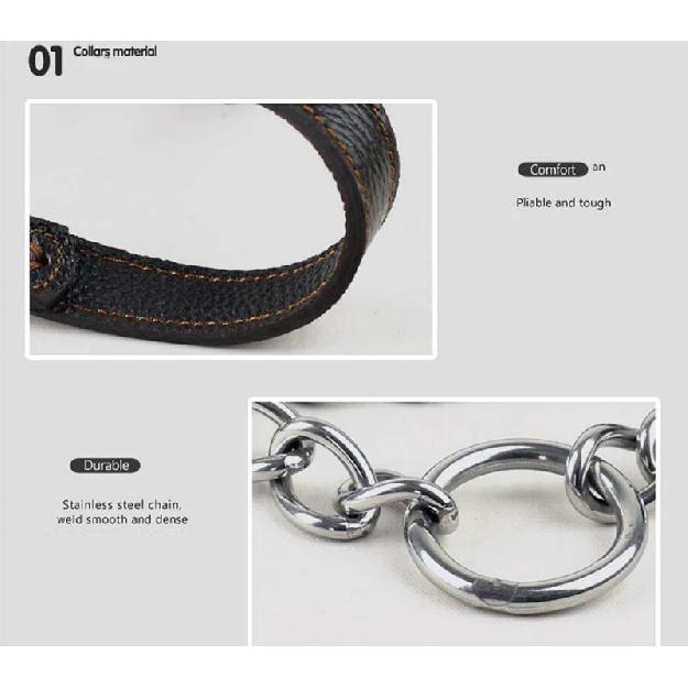 Pet Dog Genuine Leather Collar Cow Leather Dog Martinggale Collars For Medium Large Breeds Pitbull Mastiff Boxer Bully 2.0/2.5cm