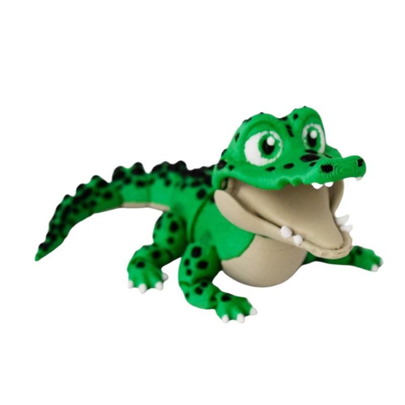 

[YY99]Realistic Small Crocodile Toy Statue 3D Printing Toy Joints Movable Crocodile Zoo Small Animal Desktop Children Funny Gift зелёный